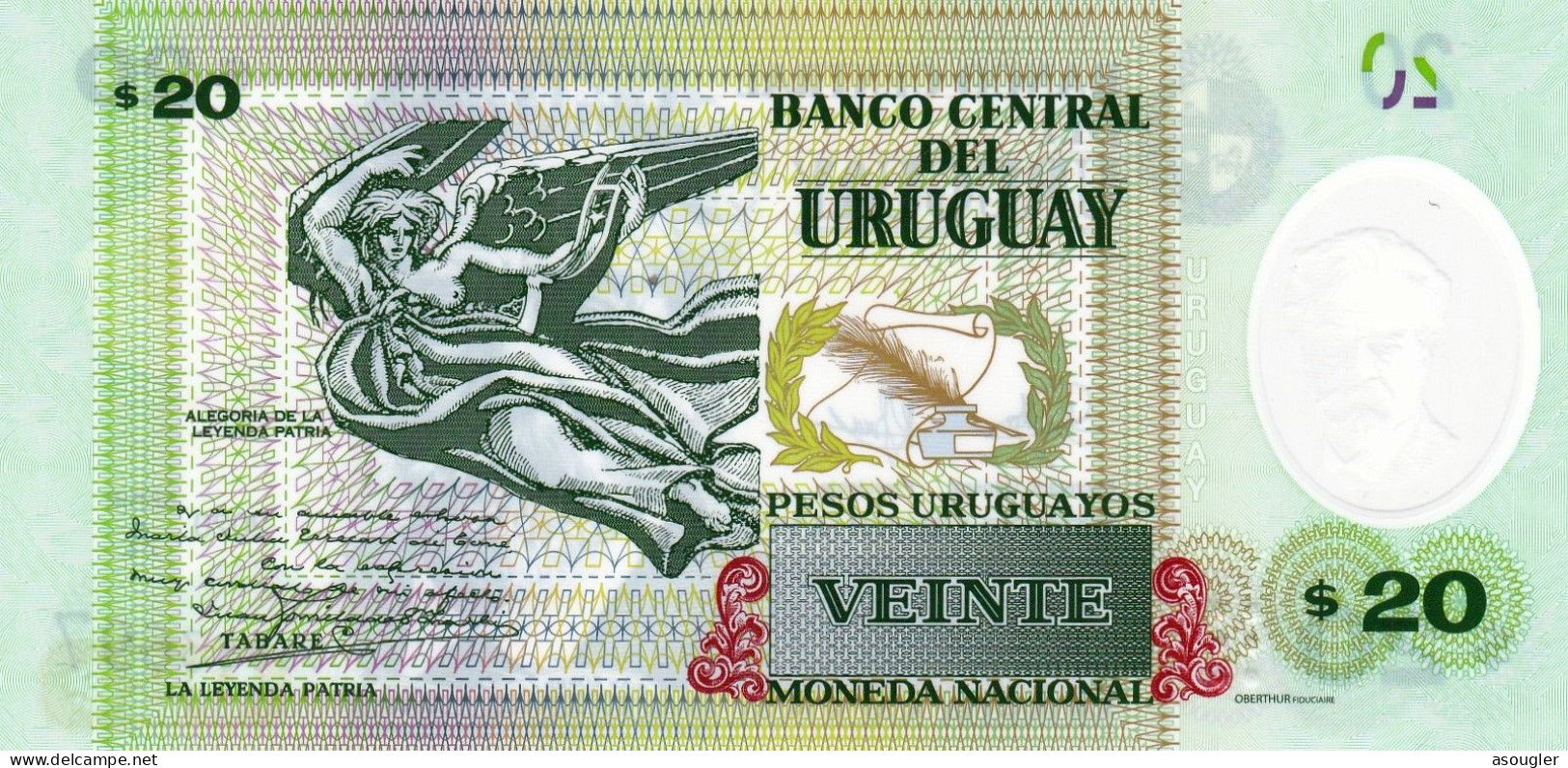 Uruguay 20 Pesos Uruguayos 2020 POLYMER UNC "free Shipping Via Regular Air Mail (buyer Risk)" - Uruguay