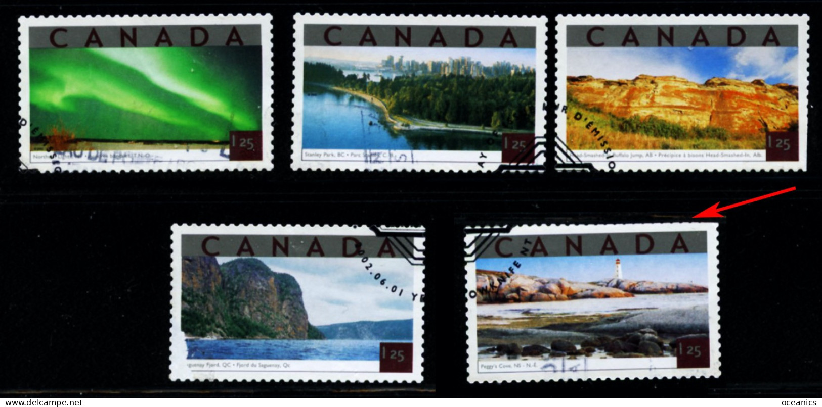 Canada (Scott No.1953a-e - Attraits Touristiques / Tourist Attraction) (o) Set Of 5 1953e As Sos Top, Right - Oblitérés