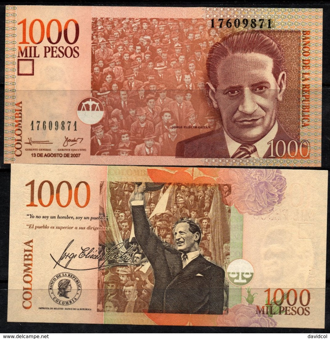COLOMBIA - 2007- MIL PESOS  ($1000) - UNCIRCULATED. CONDITION 9/10 - Colombie