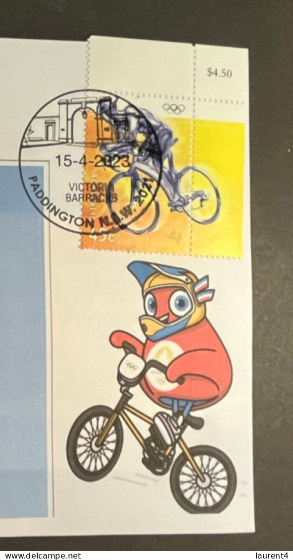 (1 R 38) Paris 2024 Olympics Games - BMX Cycling (with 2000 Sydney Olympic Cycling Stamp From Mini-sheet) - Estate 2024 : Parigi