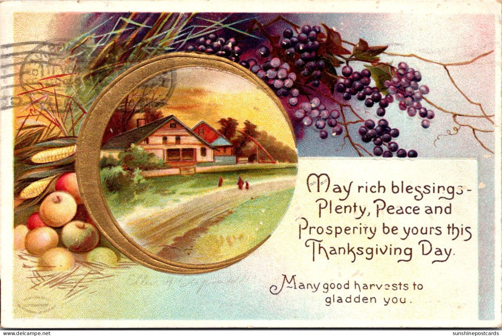 Thanksgiving With Landscape Scene Clapsaddle 1911 - Thanksgiving