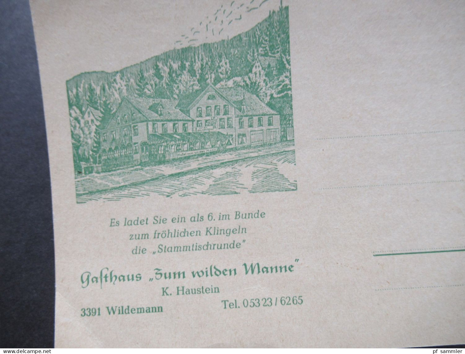 Ca. 1950er Jahre Werbe PK / Klappkarte Kneipenkurort Wildemann Gasthaus zum wilden Manne 3391 Oberharz