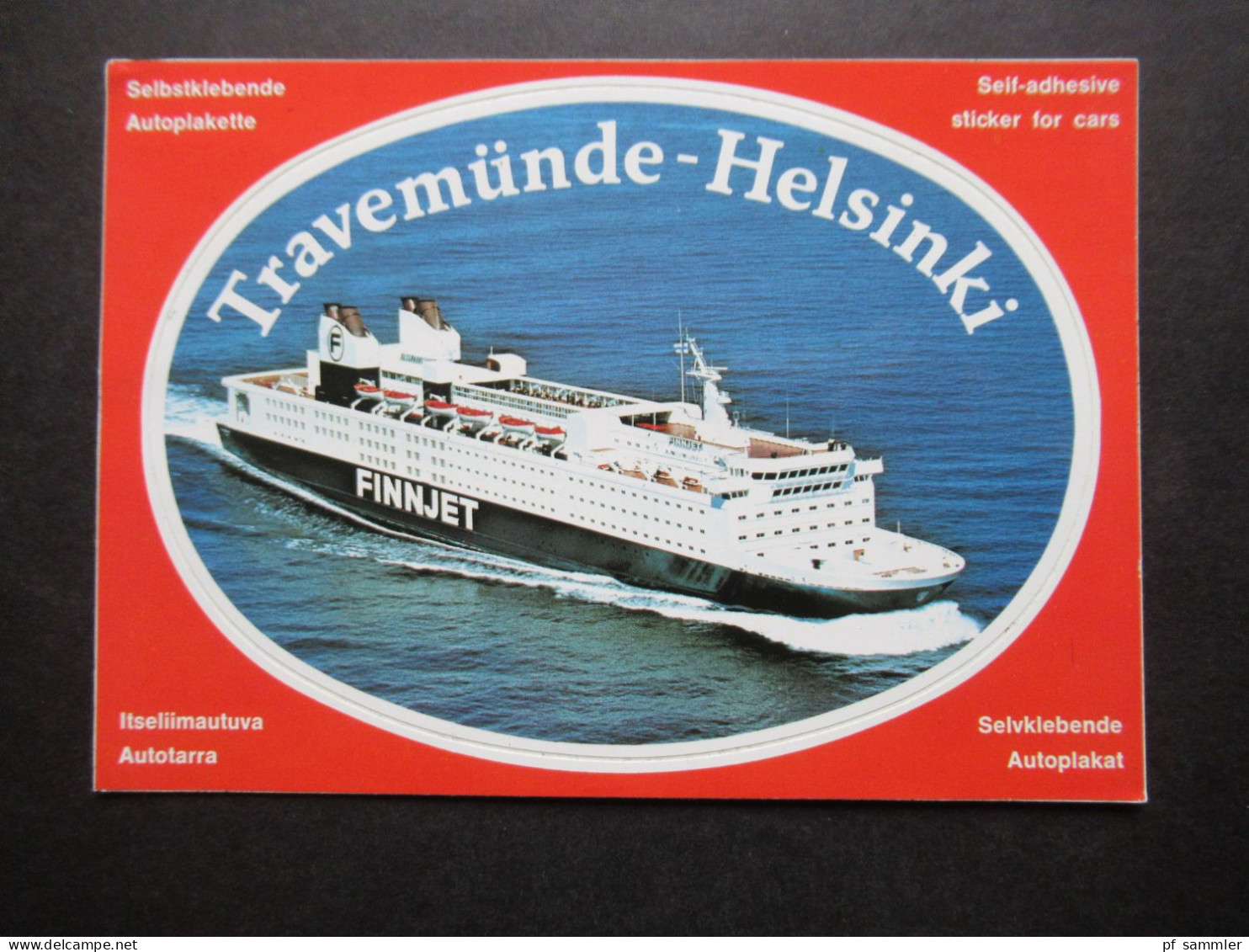 AK 1979 Fähre Travemünde Helsinki Selbstklebende Autoplakette / Aufkleber Frankiert Mit Finnland H-Blatt 10 - Traghetti