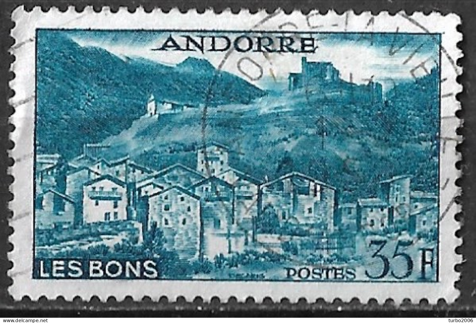 Andorre Francais 1957 Landscapes 35 Fr Grenish Blue Michel 161 Y&T 150 A - Oblitérés