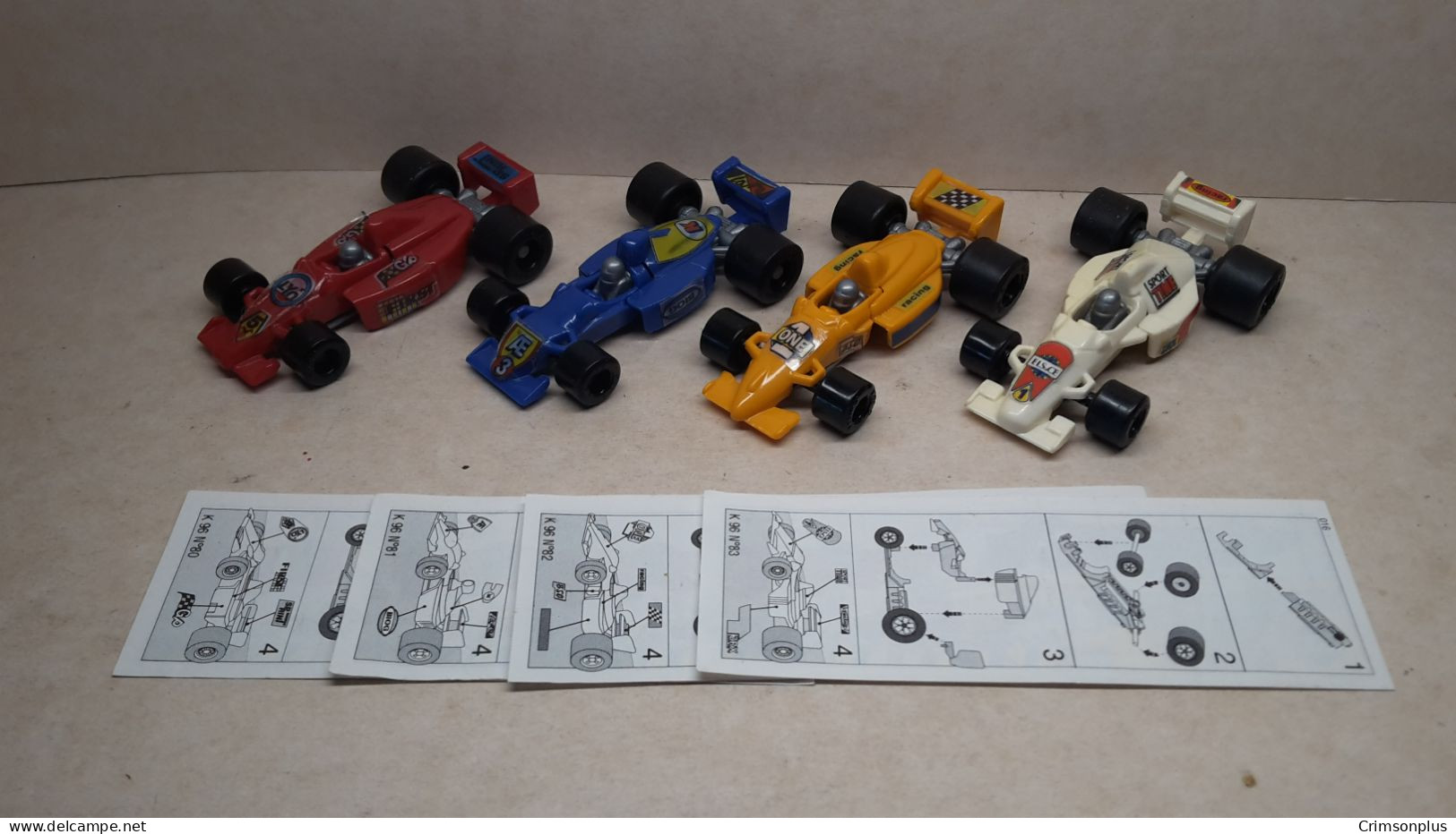 1996 Ferrero - Kinder Surprise - K96 80, 81, 82 & 83 - Race Cars - Complete Set + 4 BPZ's - Monoblocs