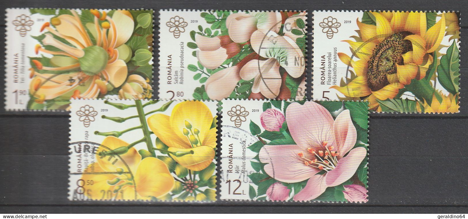 Rumänien 2019 Flowers Blumen Für Die Honigproduktion Mi 7563 - 7567 Gestempelt Used - Used Stamps