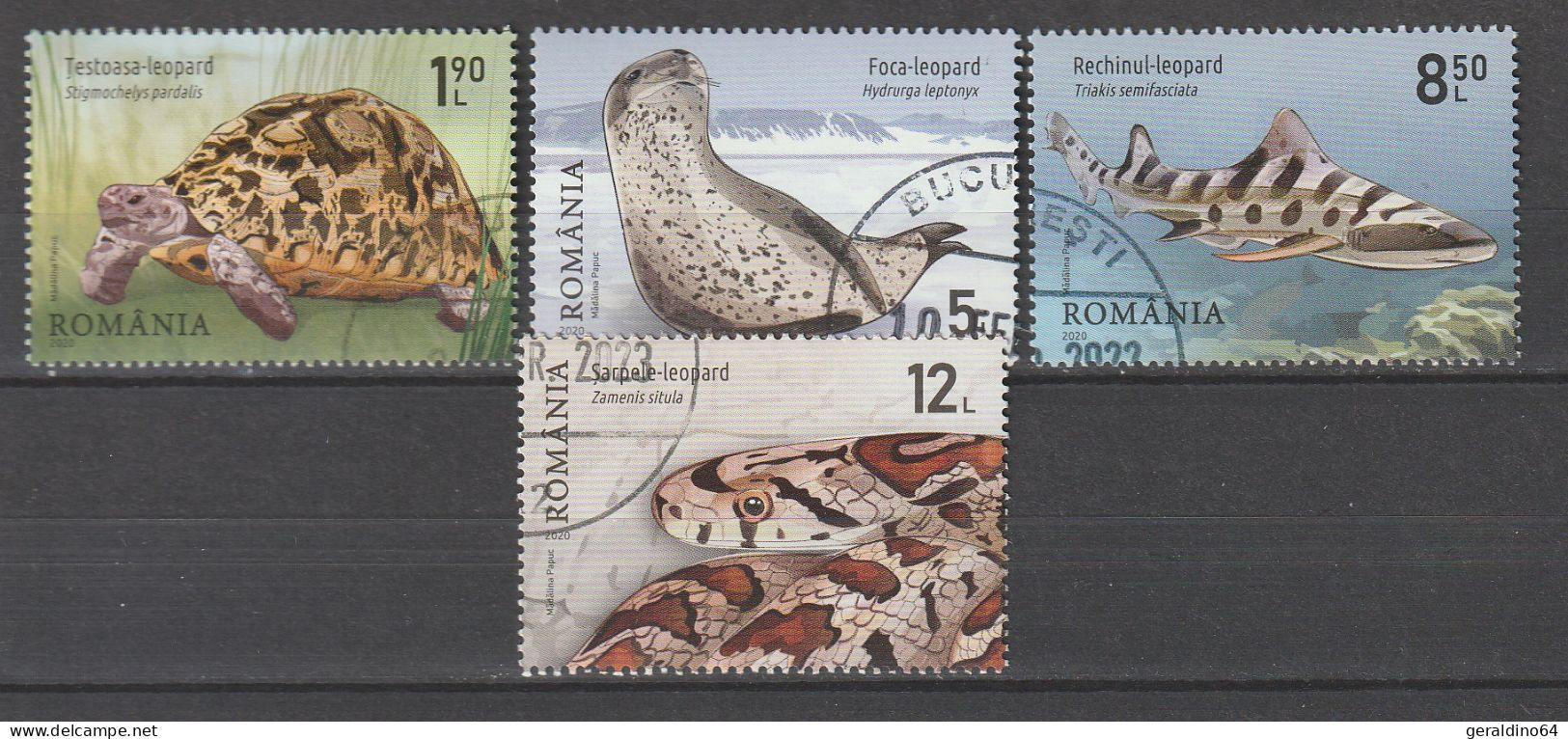 Rumänien 2020 Mi Tiere Mit Leopardenmuster Mi 7723 - 7726 Gestempelt Used - Used Stamps