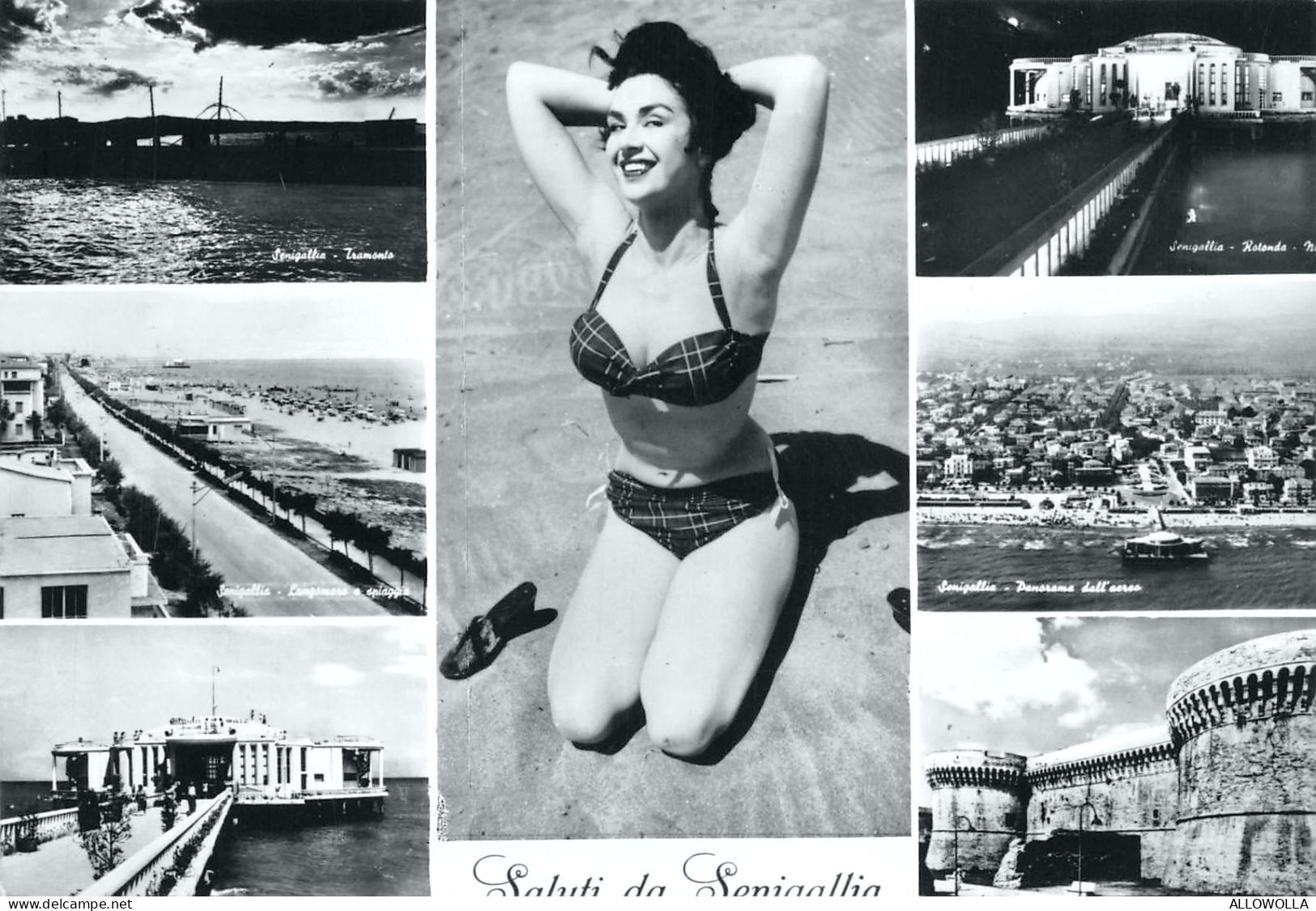 20594 " SALUTI DA SENIGALLIA " 6 VEDUTE + PIN-UP-VERA FOTO-CART.POST.SPED.1963 - Senigallia