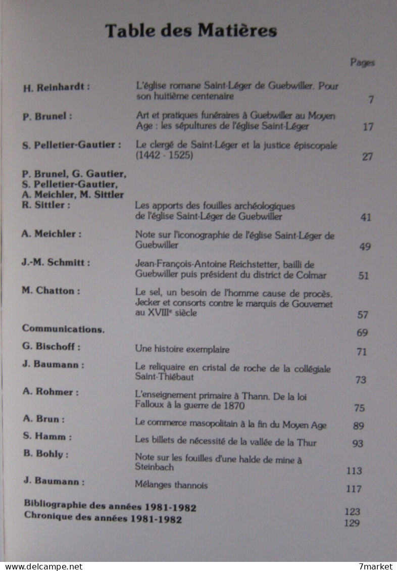 Annuaire De La Société D'Histoire Des Régions De Thann-Guebwiller 1981-82. Tome XIV - Alsace