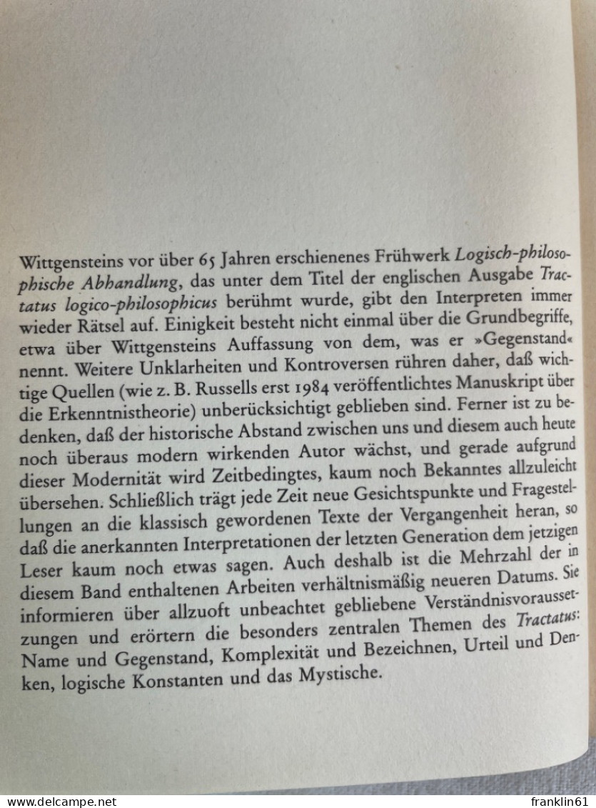 Texte Zum Tractatus, - Filosofie