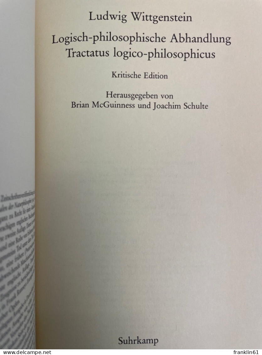 Logisch-philosophische Abhandlung : Tractatus Logico-philosophicus. - Philosophie