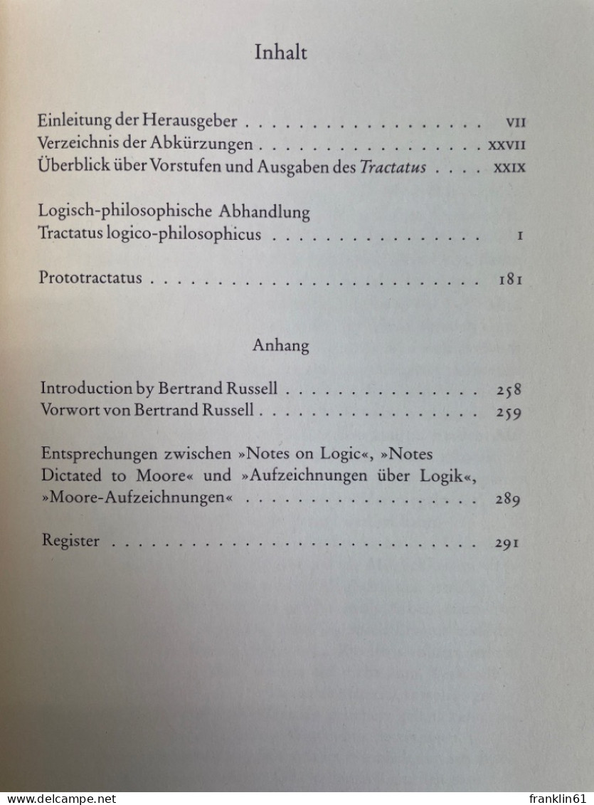 Logisch-philosophische Abhandlung : Tractatus Logico-philosophicus. - Philosophie