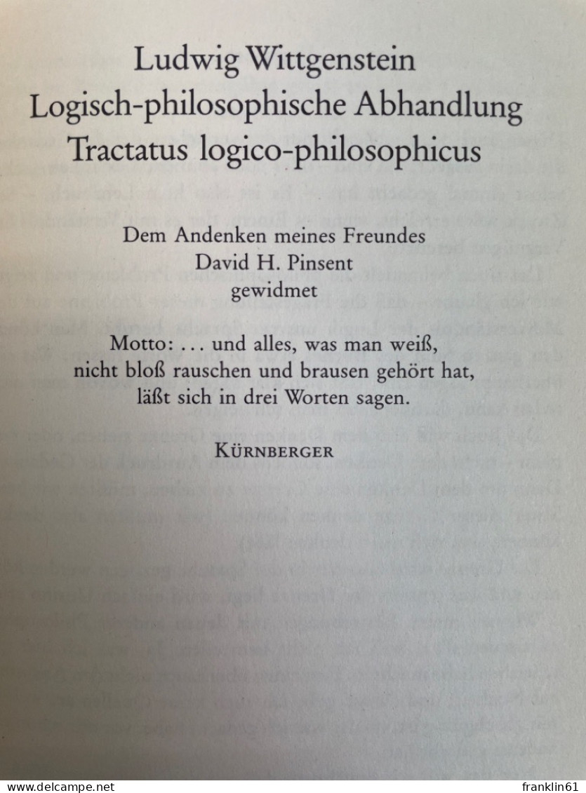 Logisch-philosophische Abhandlung : Tractatus logico-philosophicus.