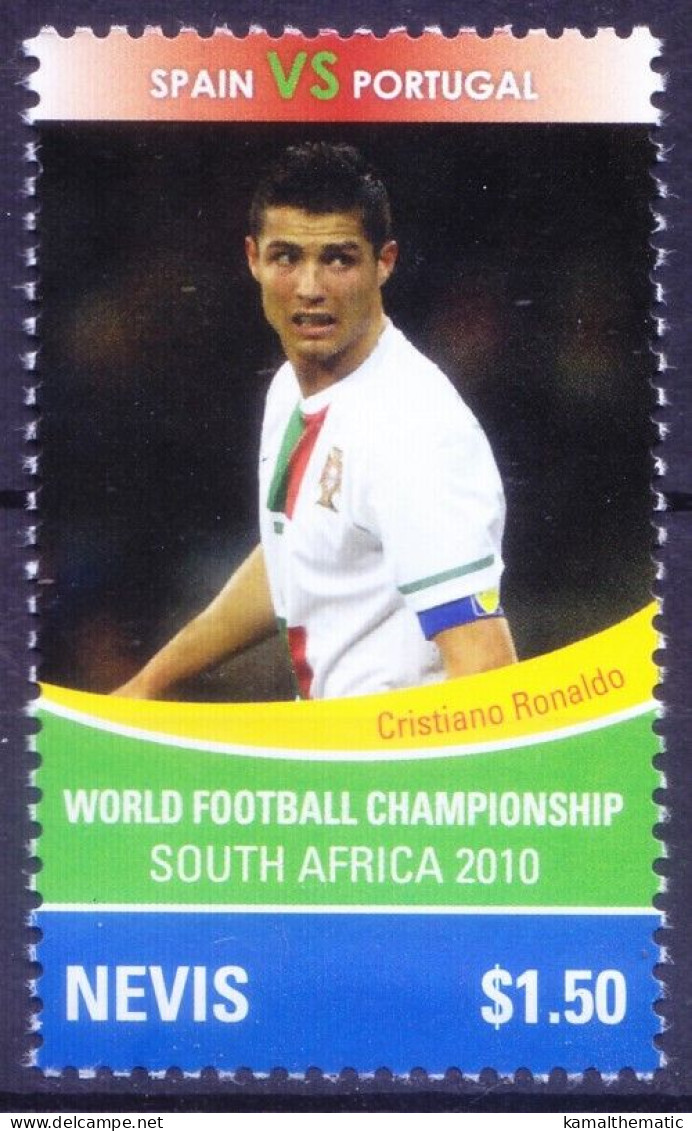 Nevis 2010 MNH, Cristiano Ronaldo Portuguese Football Player, Soccer, Sports - 2010 – Sud Africa