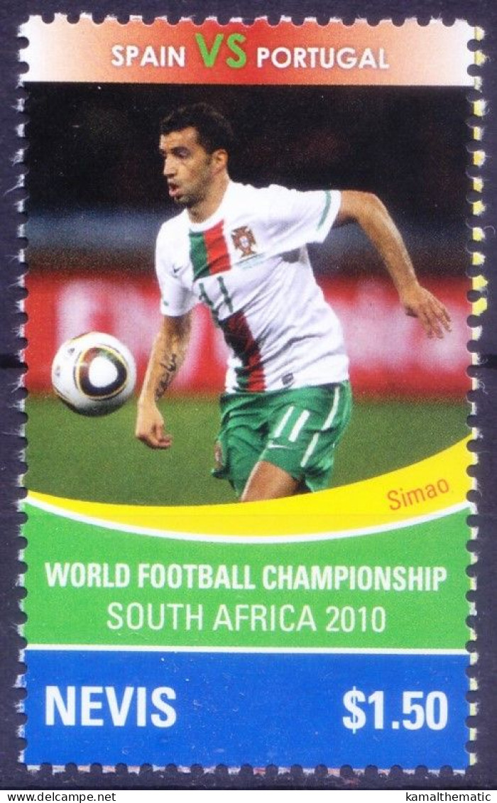 Nevis 2010 MNH, Simao Sabrosa Portuguese Football, Soccer, Sports - 2010 – Sud Africa