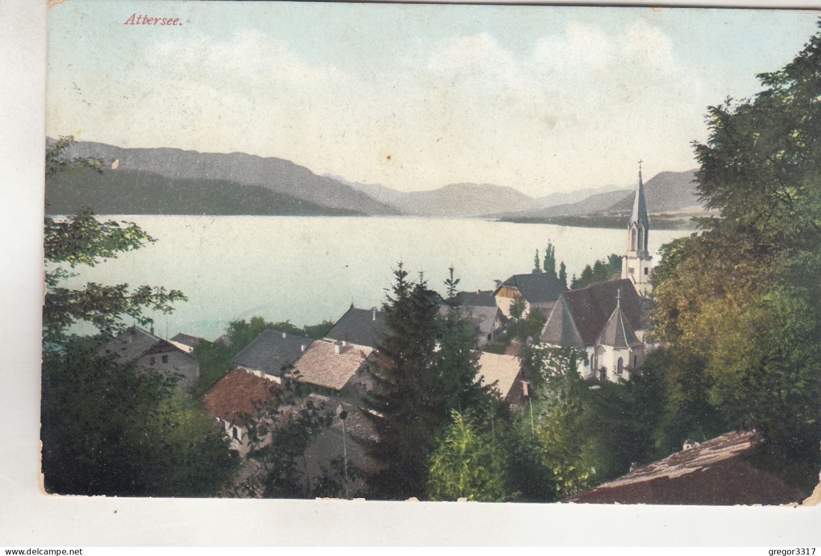 C9138) ATTERSEE - Blick über Den See über Häuser Und Kirche 1906 - Attersee-Orte