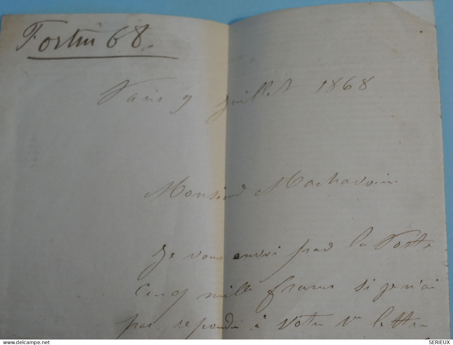 BT7  FRANCE BELLE LETTRE 1868   ETOILE DE  PARIS  A SERGINES ++ NAPOLEON N° 29 + AFF. INTERESSANT++ - 1863-1870 Napoléon III Lauré