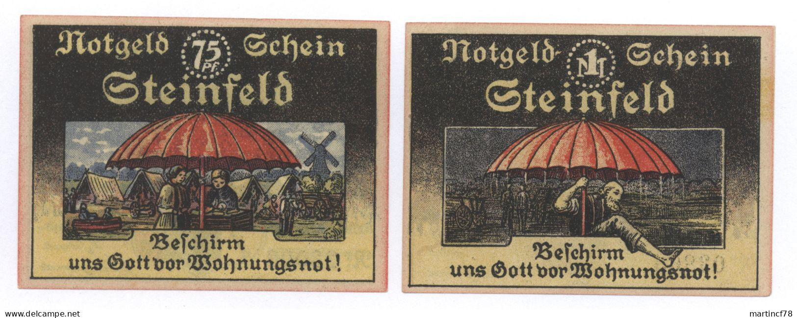 Notgeld Gemeinde Steinfeld 1921 75 Pf + 1 Mark - Collezioni