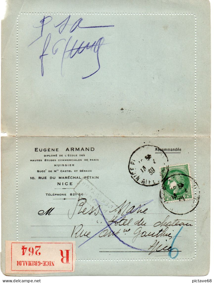 FRANCE / CARTE LETTRE RECOMMANDEE - Kartenbriefe