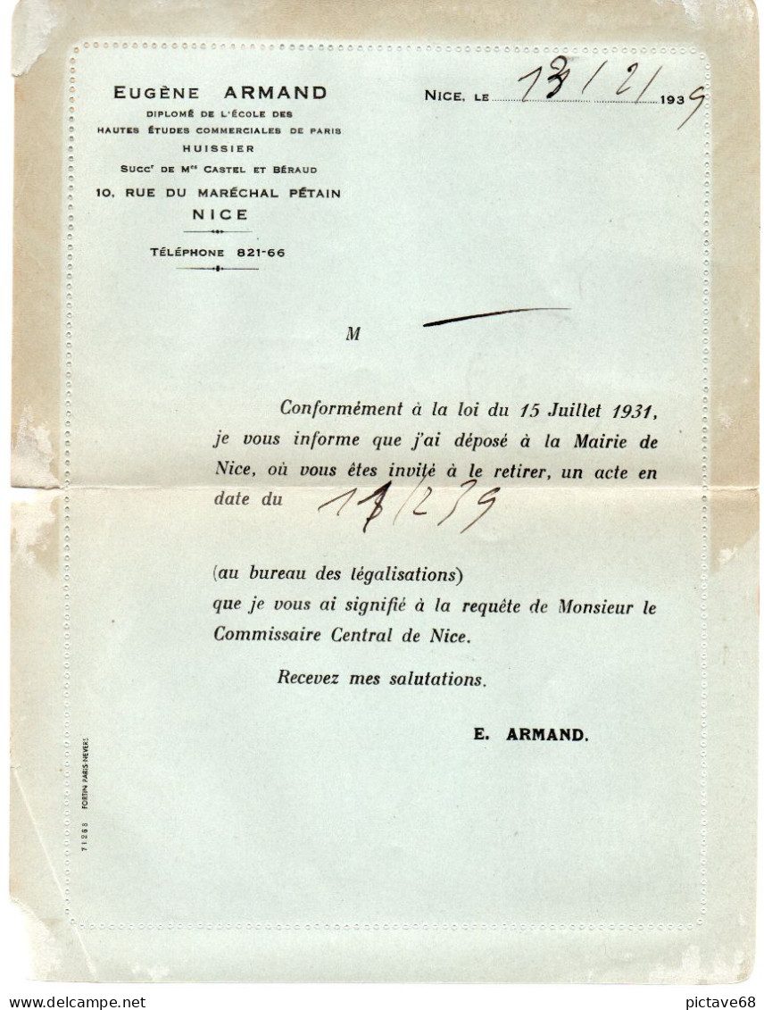 FRANCE / CARTE LETTRE RECOMMANDEE - Kartenbriefe