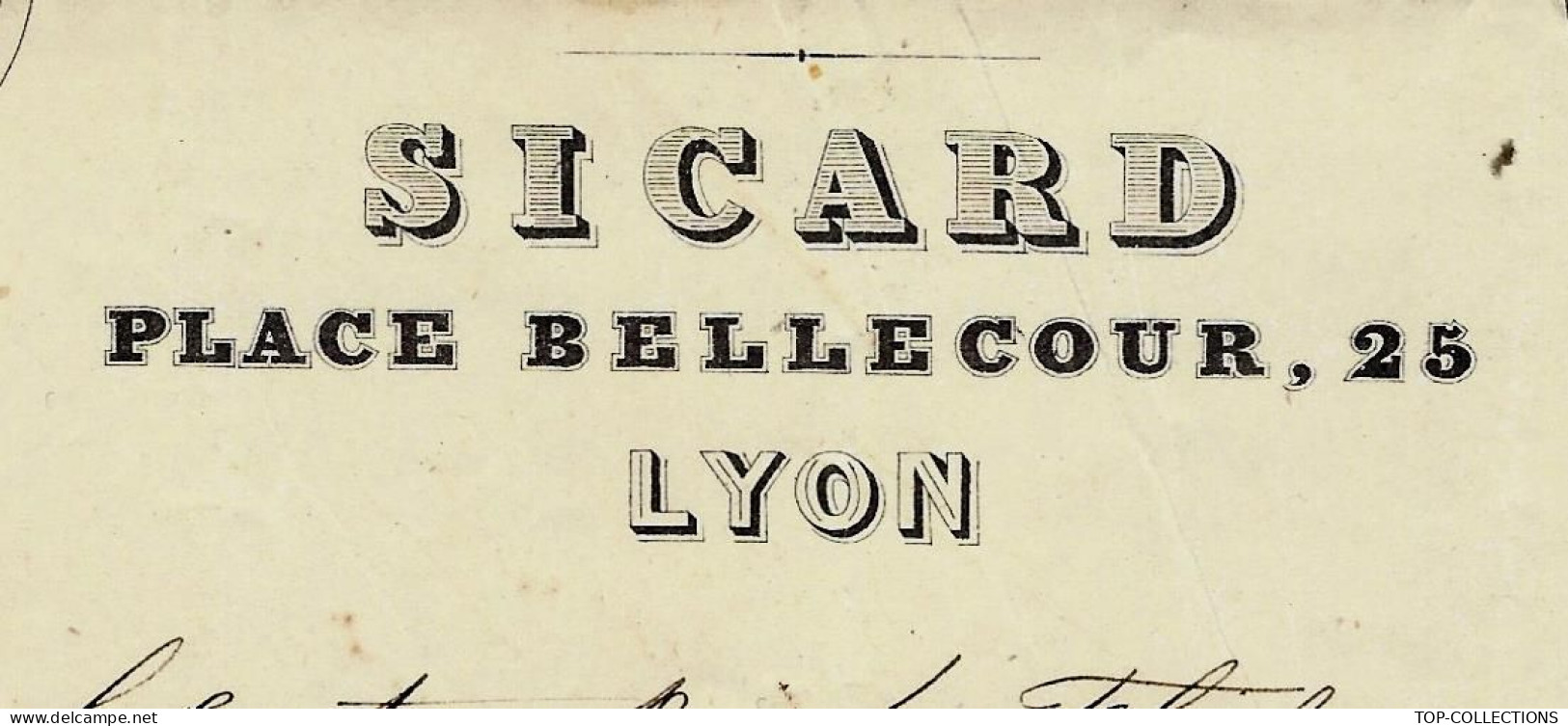 1861  ENTETE MEUBLES MEUBLE  EBENISTERIE TAPISSERIE Sicard Lyon Pour Comtesse De La Flèchére V.SCANS - 1800 – 1899