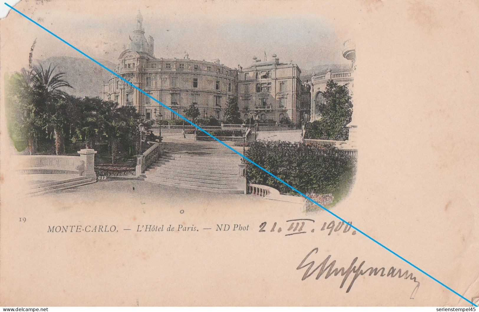 Ak Monaco Monte Carlo L Hotel De Paris 1900 Nach Salzuflen In Lippe - Monte-Carlo