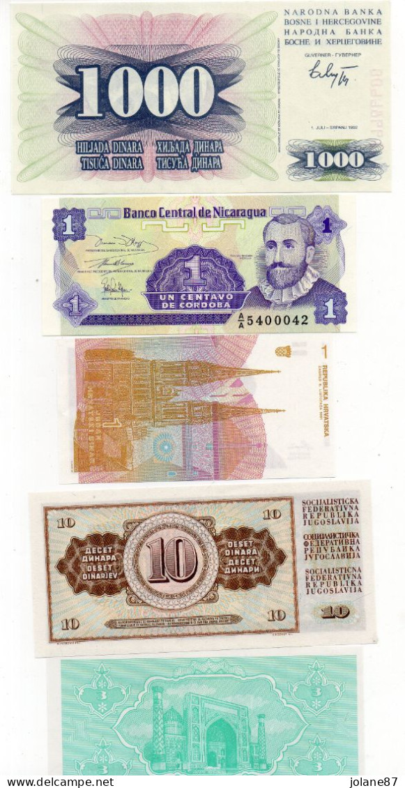 LOT VRAC   RECTOS/VERSOS DE 31 BILLETS DE TOUS PAYS