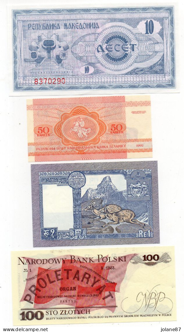 LOT VRAC   RECTOS/VERSOS DE 31 BILLETS DE TOUS PAYS