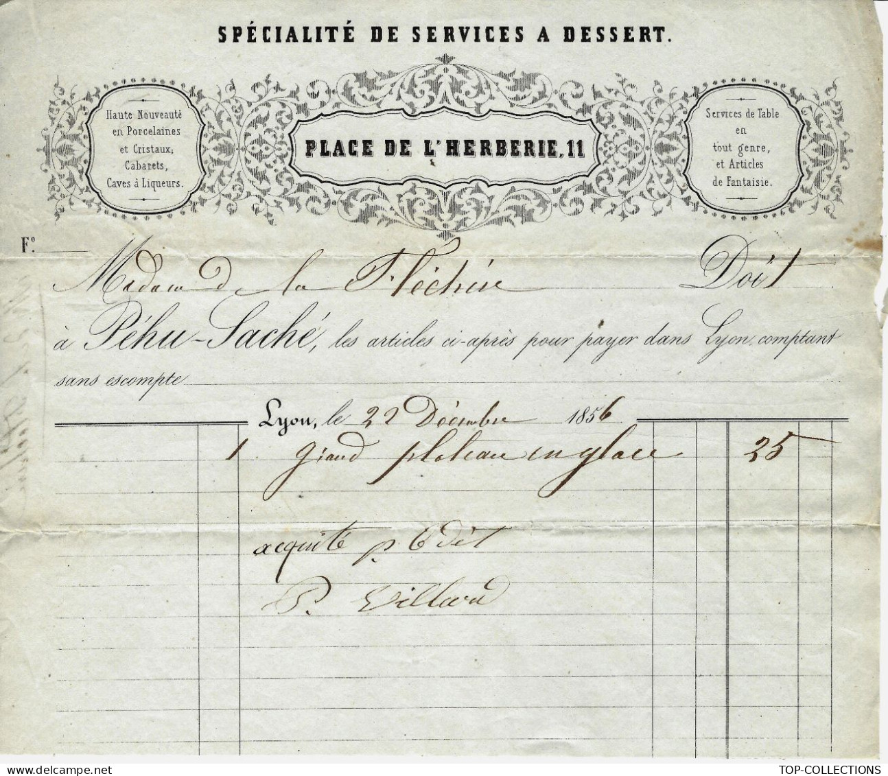 1856  VAISSELLE DE TABLE  SERVICES A DESSERT Péhu Saché Lyon Pour Madame ( La Comtesse) De La Fléchère - 1800 – 1899