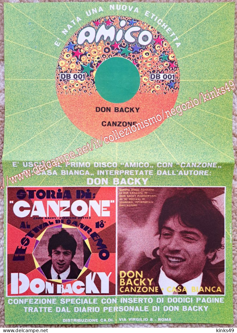 B245> < DON BACKY > Pagina Pubblicità Per Il 45 Giri < Canzone > GENNAIO 1968 - Affiches & Posters