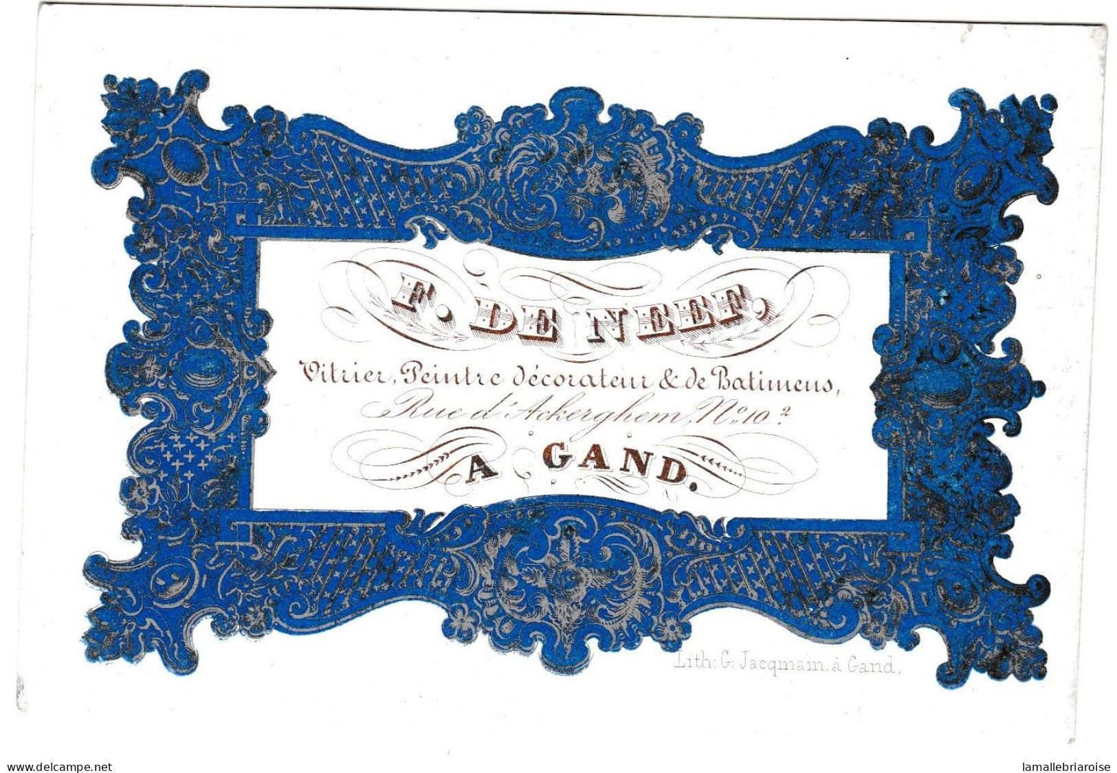 Belgique, Carte Porcelaine, Porseleinkaart, F. De Neef, Vitrier, Peintre, Décorateur , Gand, Gent, Dim:118x80mm, - Cartoline Porcellana