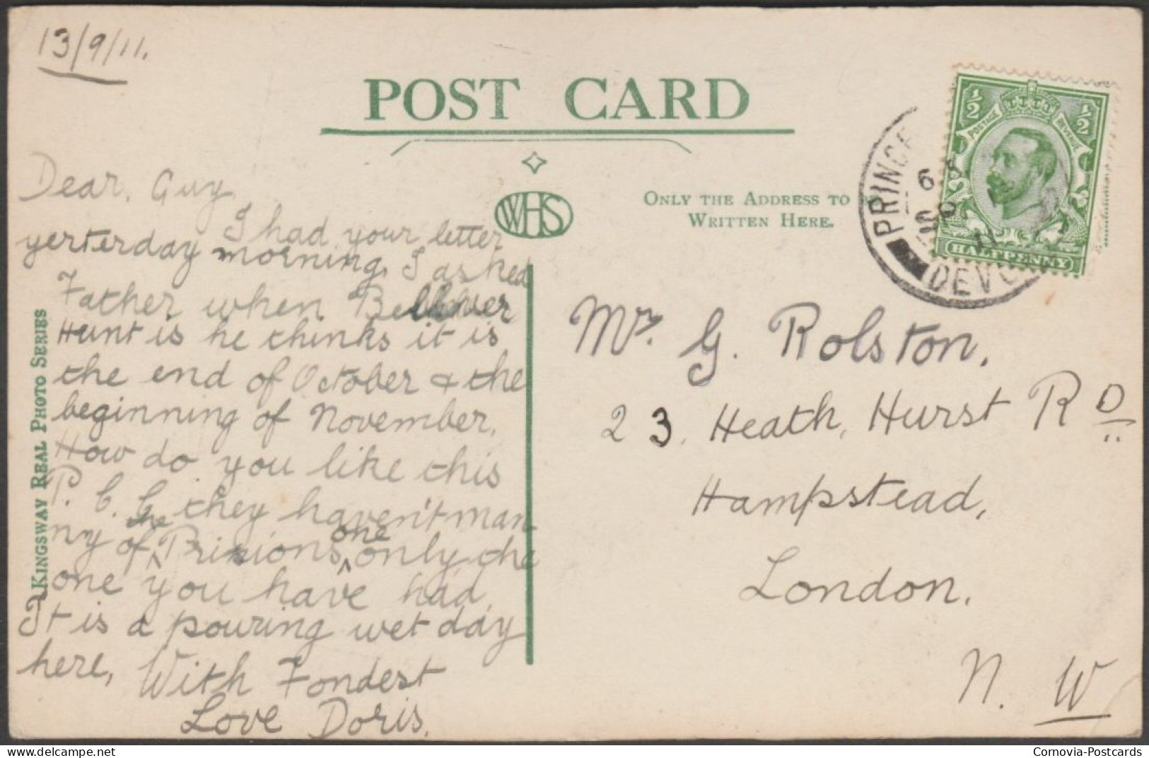 Tavistock Road, Princetown, Dartmoor, Devon, 1911 - WH Smith RP Postcard - Dartmoor