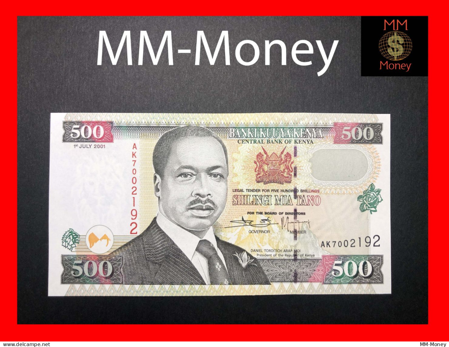 KENYA  500  Shillings  1.7.2001   P.  39 E   *scarce*     UNC - Kenya