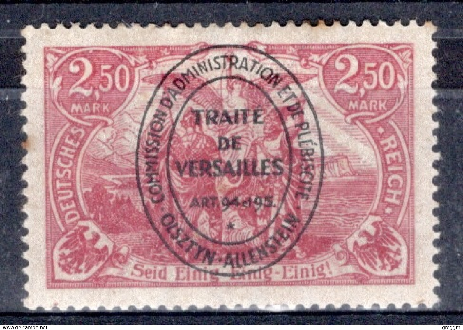 Germany Allenstein 1920 Single 2m 50pf German Stamp With Overprint In Mounted Mint - Allenstein