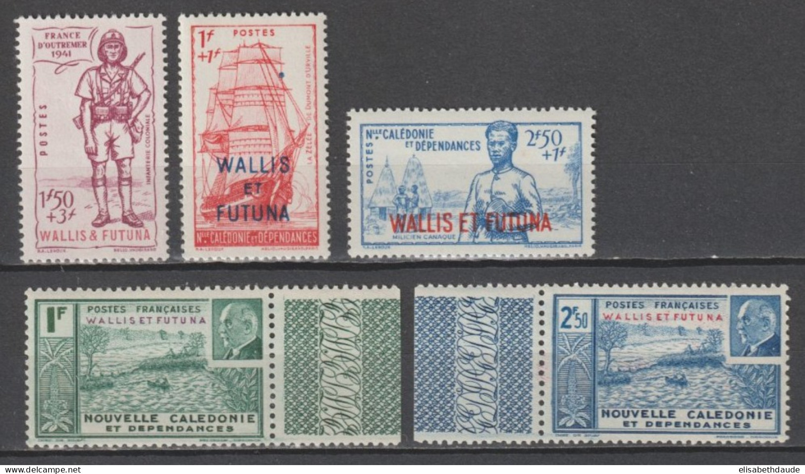 WALLIS ET FUTUNA - 1941 - SERIES COMPLETES YVERT N°87/91 ** MNH - COTE = 17 EUR - Ungebraucht