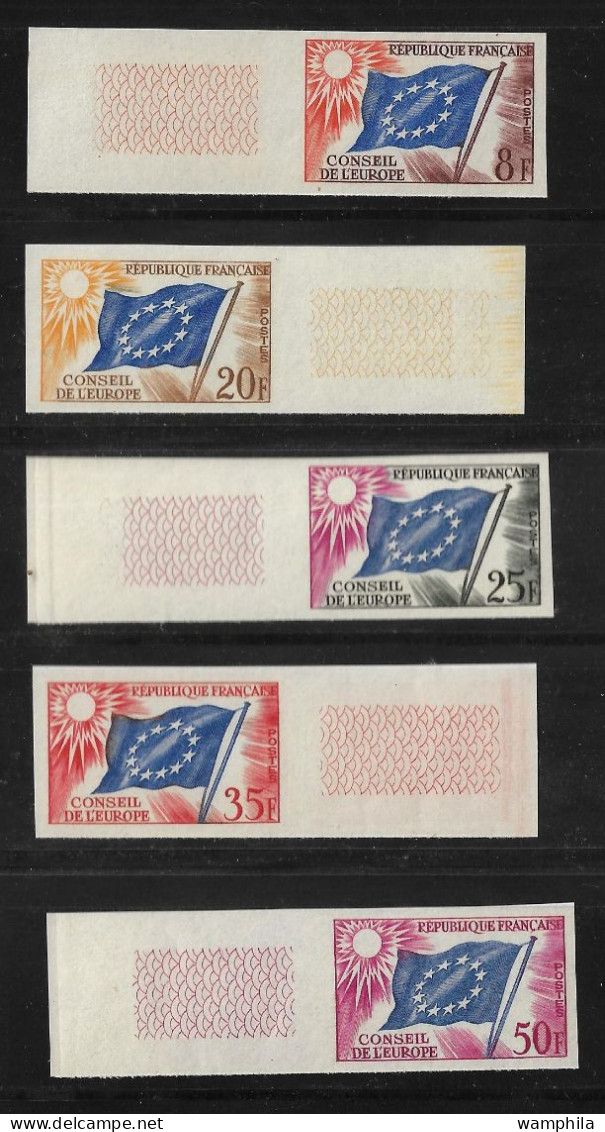 France 1958/59 Service N°17/21** Non Dentelés. Conseil De L'Europe. Cote 520€. - 1951-1960