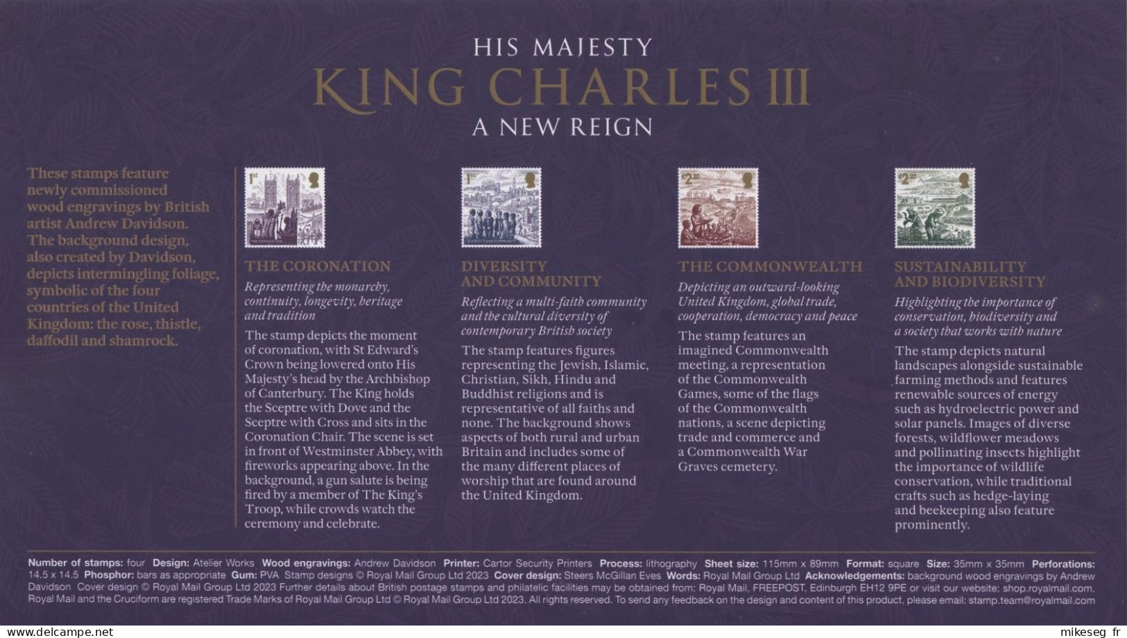 Grande-Bretagne 2023 - His Majesty King Charles III - Coronation Sheetlet FDC Avec Notice - 2021-... Ediciones Decimales