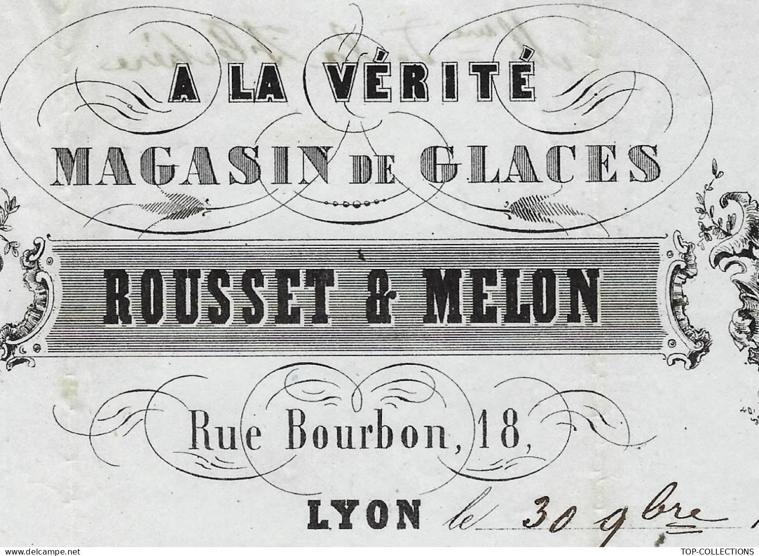 1853  AMEUBLEMENT GLACES ENCADREMENT « A La Vérité » Bousset & Melon à Lyon Pour Madame  (la Comtesse) De La Fléchère V. - 1800 – 1899