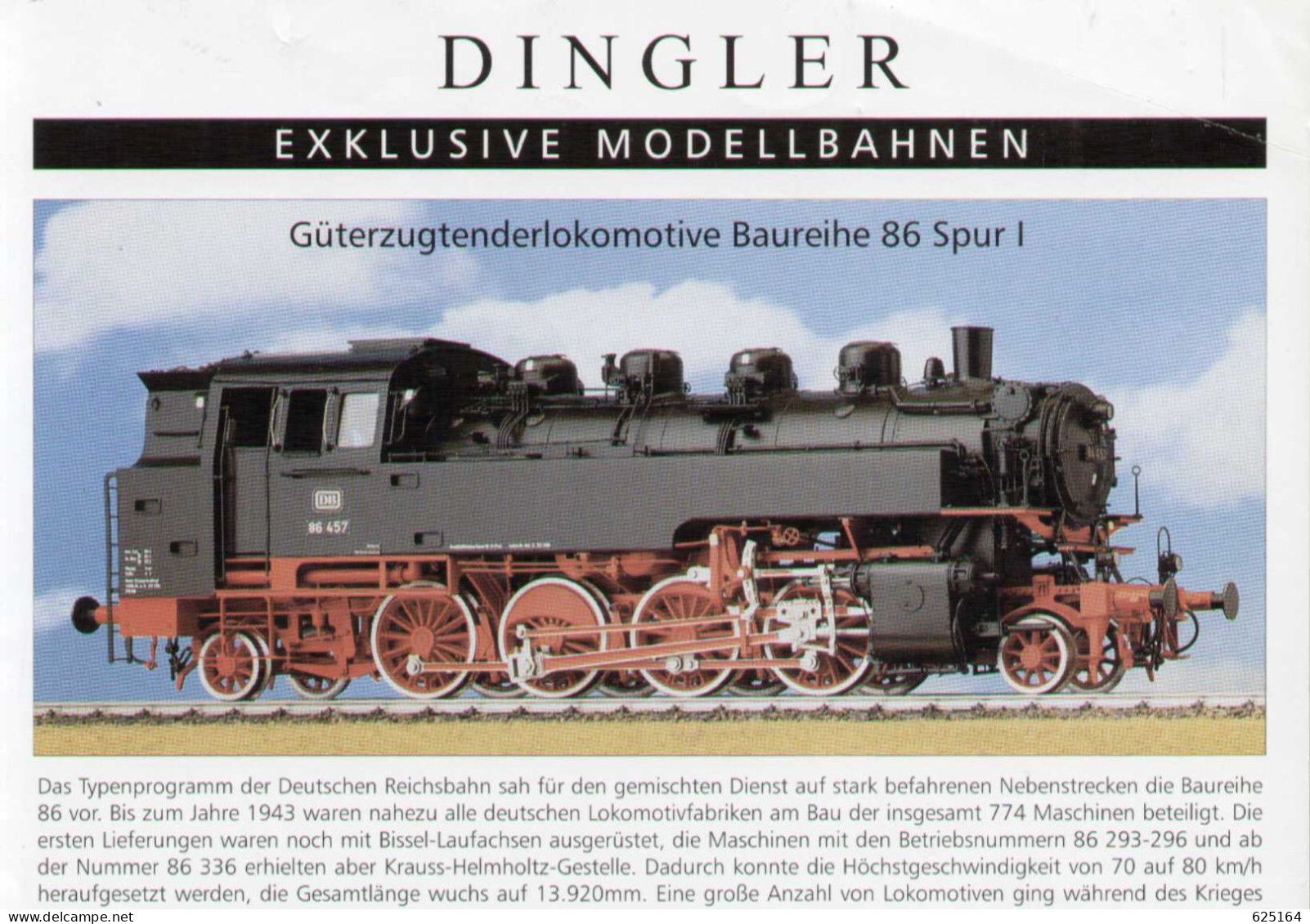 Catalogue DINGLER EXCLUSIVE MODELLBAHNEN 1986 Spur I Informationsblatt - German