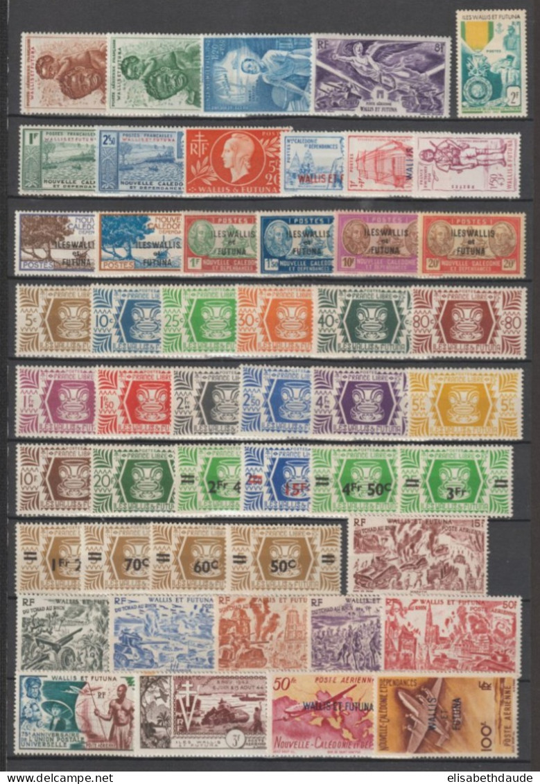 WALLIS ET FUTUNA - ANNEES COMPLETES 1941/54 AVEC AERIENS SAUF "FRANCE LIBRE" +PETAIN SURCHARGE * MLH - COTE = 132.75 EUR - Nuovi