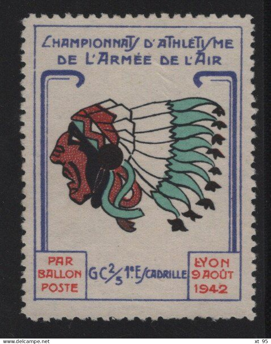 Vignette - Lyon 1942 - Championnat Athletisme De L Armee De L Air - Escadrille - Indien Apache - Otros & Sin Clasificación