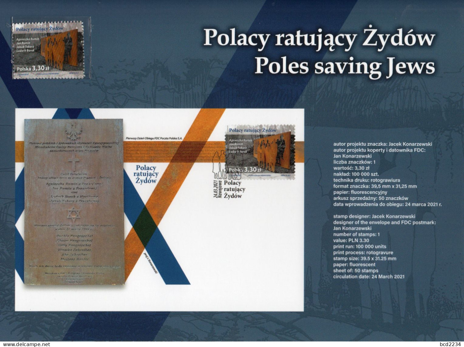 POLAND 2021 POLISH POST OFFICE SPECIAL LIMITED EDITION FOLDER: POLES SAVING JEWS FROM NAZI GERMANY WW2 JUDAICA HISTORY - Lettres & Documents