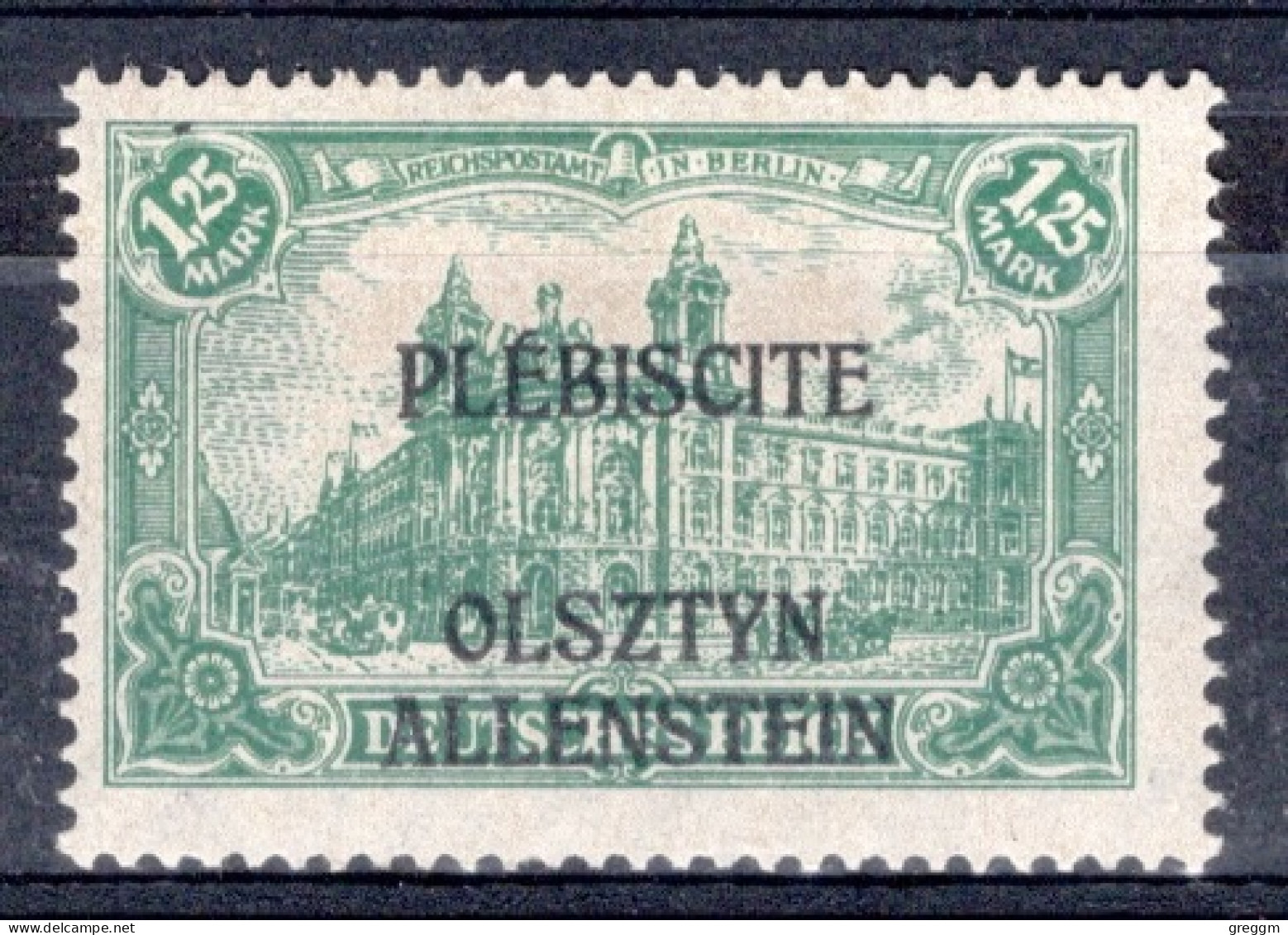 Germany Allenstein 1920 Single 1m 25pf German Stamp With Overprint In Mounted Mint - Allenstein