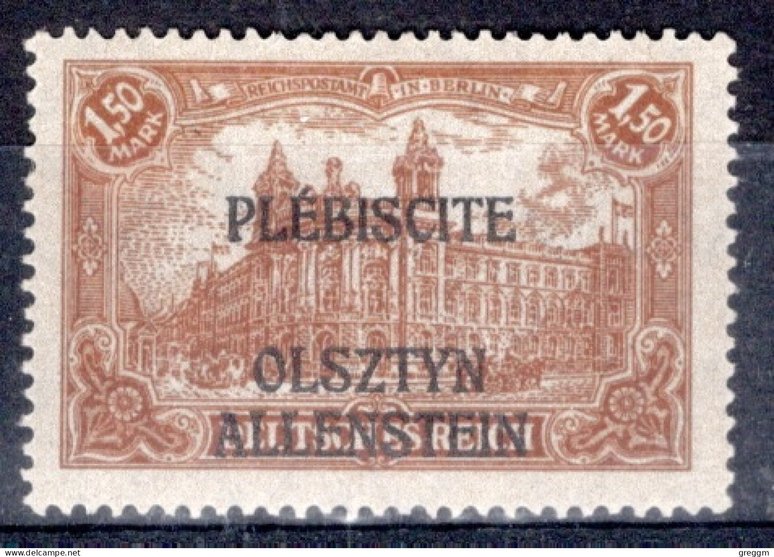 Germany Allenstein 1920 Single 1m 50pf German Stamp With Overprint In Mounted Mint - Allenstein