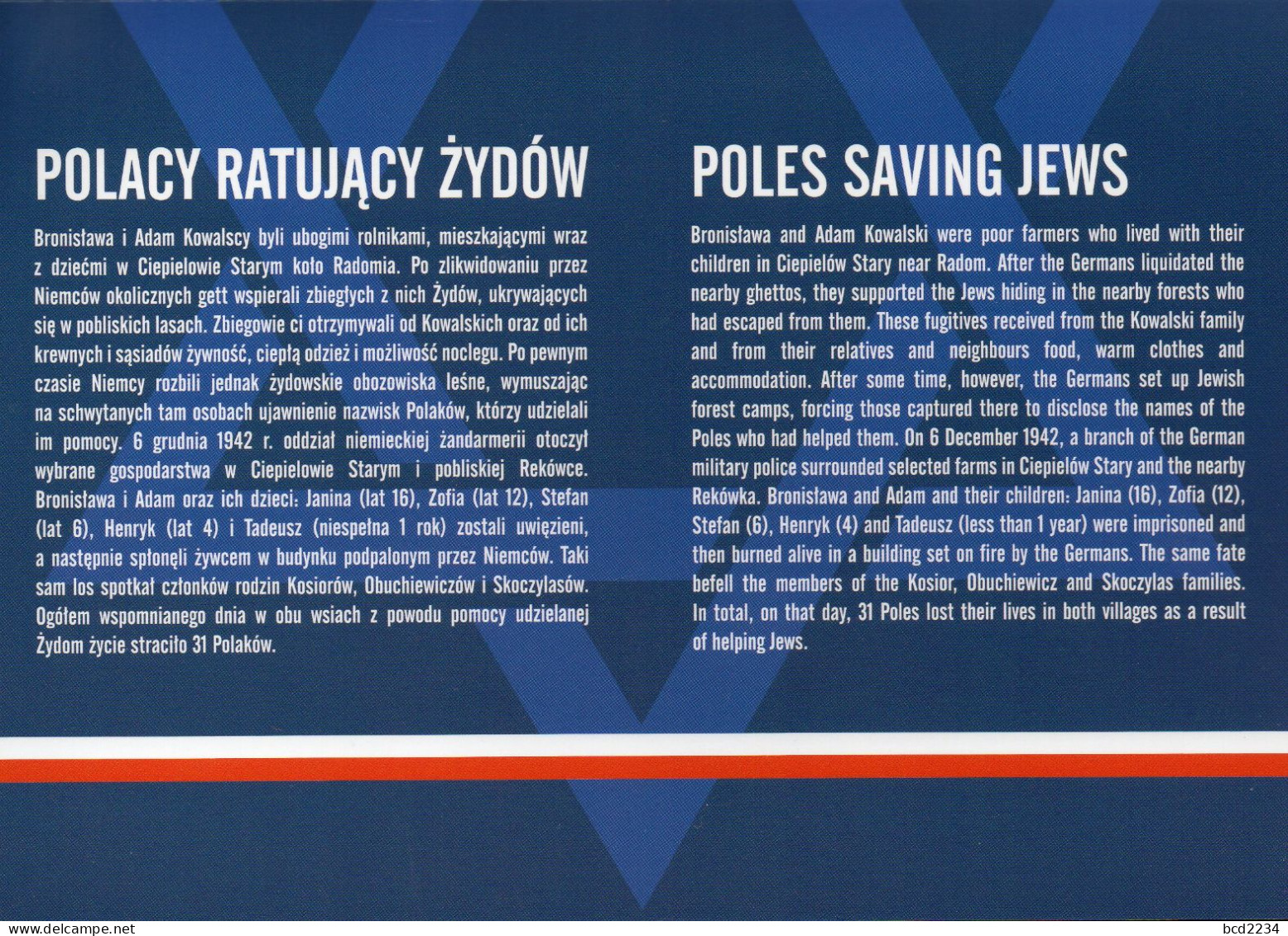 POLAND 2022 POLISH POST OFFICE SPECIAL LIMITED EDITION FOLDER: POLES SAVING JEWS FROM NAZI GERMANY WW2 JUDAICA HISTORY - Storia Postale