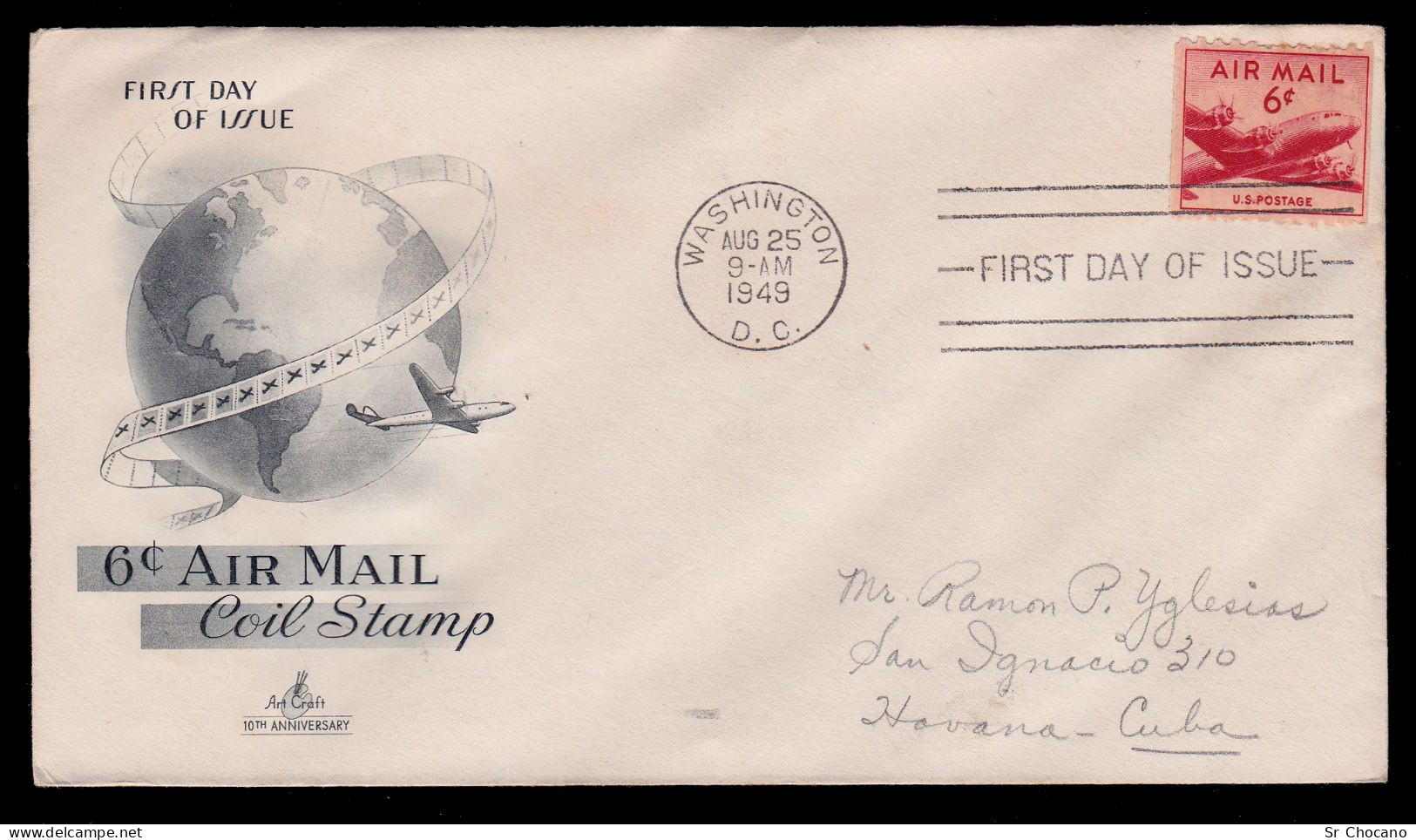 US.6c.AIR MAIL 1949.FIRST DAY ISSUE. SCOTT C33. - 1951-1960