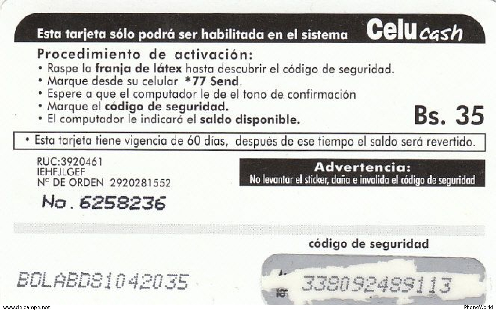 Bolivia, Telecel, Junio 2002 - Bolivien