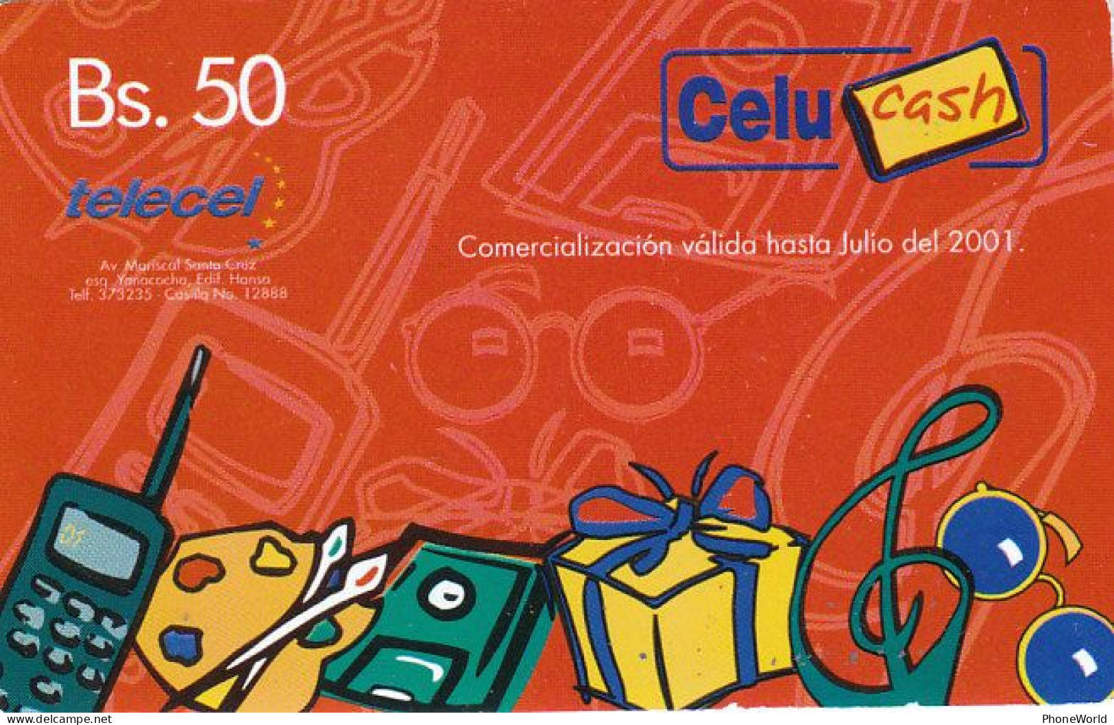 Bolivia, Telecel, Julio 2001, BS50, Red Card - Bolivia