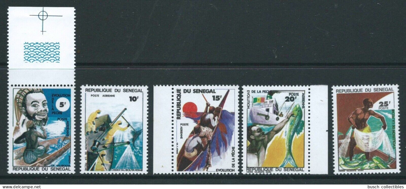 Sénégal 1977 Mi. A-E 629 Airmail Poste Aérienne Evolution De La Pêche Fischfang Fishing Poisson Fish Fisch RARE - Senegal (1960-...)