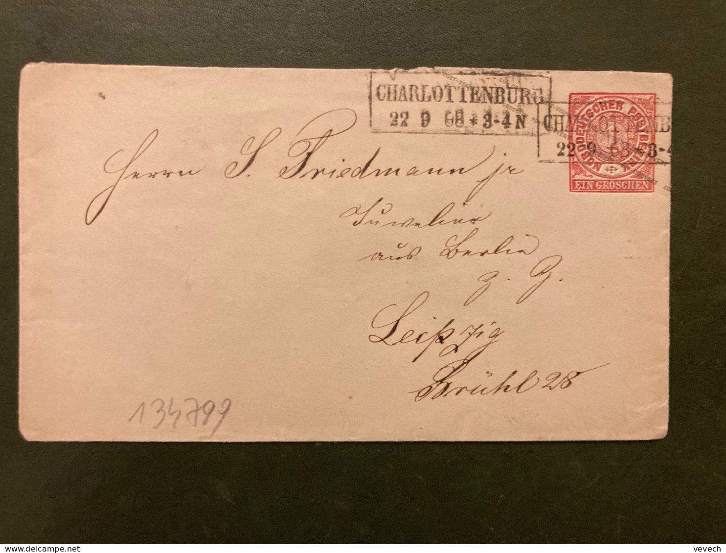 LETTRE EP EIN GROSCHEN OBL.22 9 68  3-4 N CHALOTTENBURG - Entiers Postaux